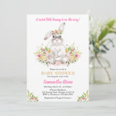 Floral Rabbit Baby shower Kaart (Staand voorkant)
