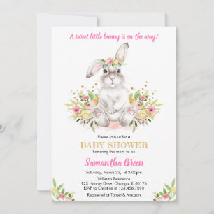 Floral Rabbit Baby shower Kaart
