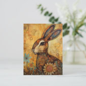 Floral Rabbit Briefkaart (Staand voorkant)