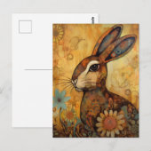 Floral Rabbit Briefkaart (Voorkant / Achterkant)