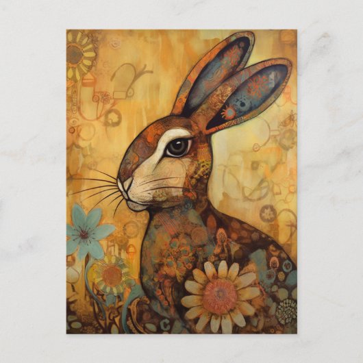 Floral Rabbit Briefkaart (Voorkant)