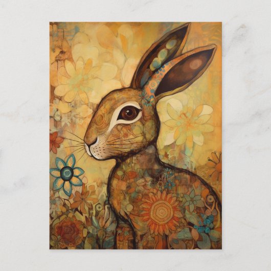 Floral Rabbit Briefkaart (Voorkant)