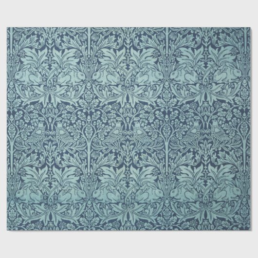  Floral Rabbit en Birds Pattern Cadeaupapier (Vlak)