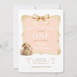 Floral Rabbit Girl Party Template Kaart