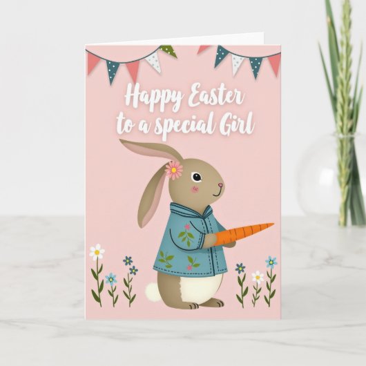 Floral Rabbit Springtime Season Card Kaart (Voorkant)