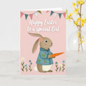 Floral Rabbit Springtime Season Card Kaart (Gele Bloem)