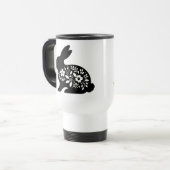 Floral Rabbit Stencil Mok – Schattigee Bunny Coffe (Voorkant links)