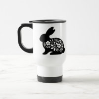 Floral Rabbit Stencil Mok – Schattigee Bunny Coffe