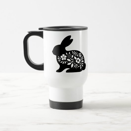 Floral Rabbit Stencil Mok – Schattigee Bunny Coffe (Links)