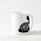Floral Rabbit Stencil Mug – Cute Bunny Coffee  Koffiemok (Voorkant rechts)