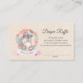 Floral Raccoon Baby shower Diaper Raffle Ticket (Voorkant)