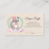 Floral Raccoon Baby shower Diaper Raffle Ticket (Voorkant)