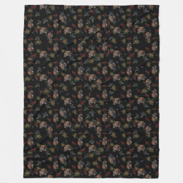 Floral Raccoons Cute Slaping Raccoon Patroon Fleece Deken