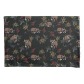 Floral Raccoons Cute Slaping Raccoon Patroon Kussensloop (Voorkant)