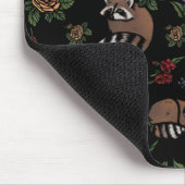 Floral Raccoons Cute Slaping Raccoon Patroon Muismat (Hoek)