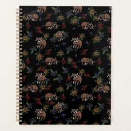 Floral Raccoons Cute Slaping Raccoon Patroon Planner