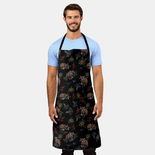 Floral Raccoons Cute Slaping Raccoon Patroon Schort (Gedragen)