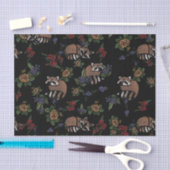 Floral Raccoons Cute Slaping Raccoon Patroon Tissuepapier (Craft)