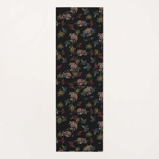Floral Raccoons Cute Slaping Raccoon Patroon Yogamat (Voorkant)