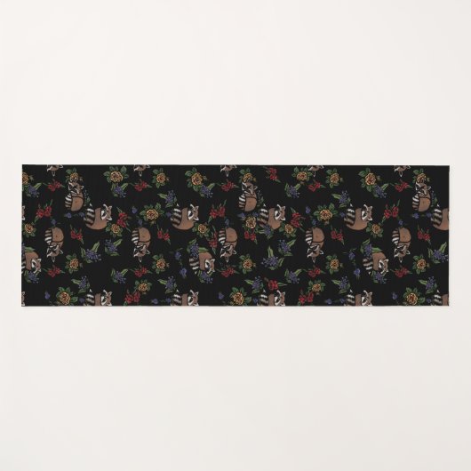 Floral Raccoons Cute Slaping Raccoon Patroon Yogamat (Voorkant (horizontaal))