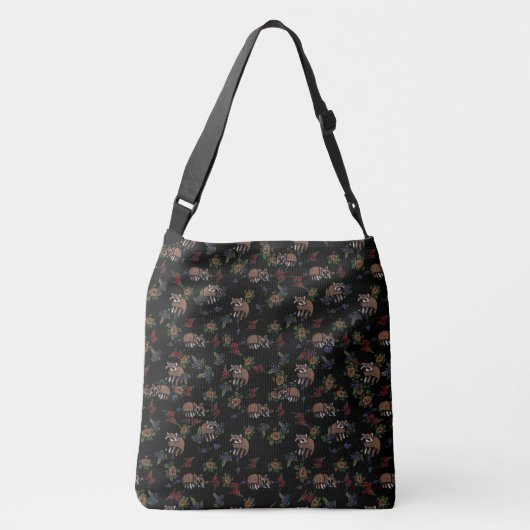Floral Raccoons Cute Sleeping Raccoon  Crossbody Tas (Achterkant)