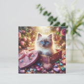 Floral Ragdoll Love Kitten Snoep Box Valentijn Feestdagenkaart (Staand voorkant)
