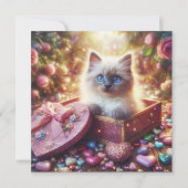 Floral Ragdoll Love Kitten Snoep Box Valentijn Feestdagenkaart (Voorkant)
