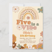 Floral Rainbow 5e verjaardag uitnodiging (Voorkant)