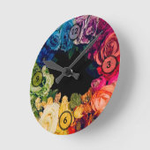 Floral Rainbow Clock Ronde Klok (Hoek)