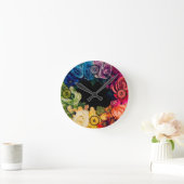 Floral Rainbow Clock Ronde Klok (Huis)