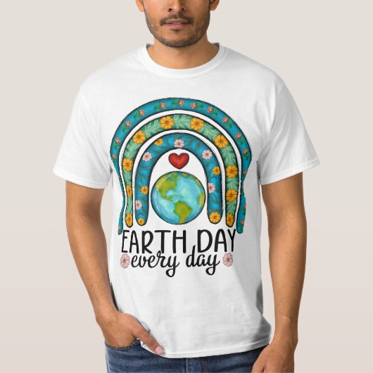 Floral Rainbow Earth – Vier onze planeet T-shirt (Voorkant)
