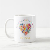 Floral Rainbow Heart Mok – Custom Name Gift (Links)