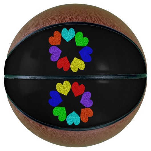 Floral Rainbow Love Hearts Basketballen (Voorkant)