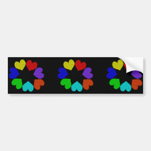 Floral Rainbow Love Hearts Bumpersticker