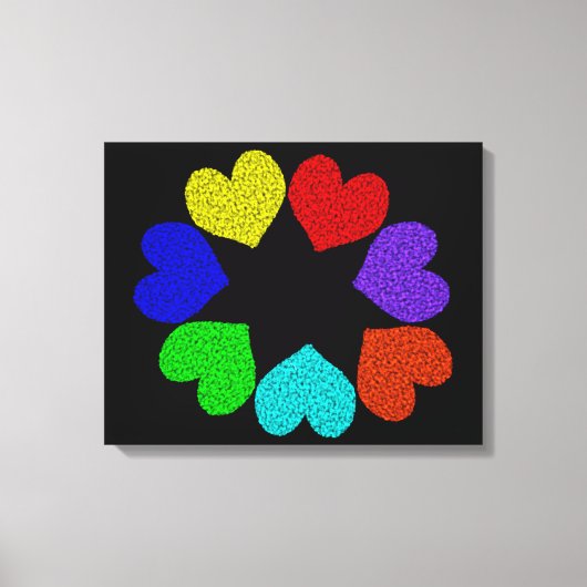 Floral Rainbow Love Hearts Canvas Print (Voorkant)