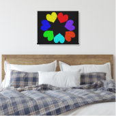 Floral Rainbow Love Hearts Canvas Print (Insitu (Slaapkamer))