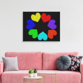 Floral Rainbow Love Hearts Canvas Print (Insitu (Woonkamer))