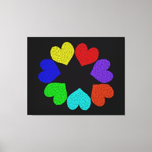 Floral Rainbow Love Hearts Canvas Print (Voorkant)