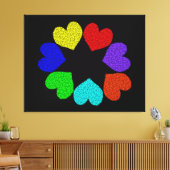 Floral Rainbow Love Hearts Canvas Print (Insitu (Woonkamer))