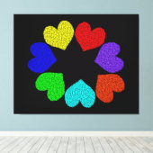 Floral Rainbow Love Hearts Canvas Print (Insitu (Houten vloer))