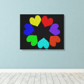 Floral Rainbow Love Hearts Canvas Print (Insitu (Houten vloer))