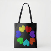 Floral Rainbow Love Hearts Canvas tas (Voorkant)