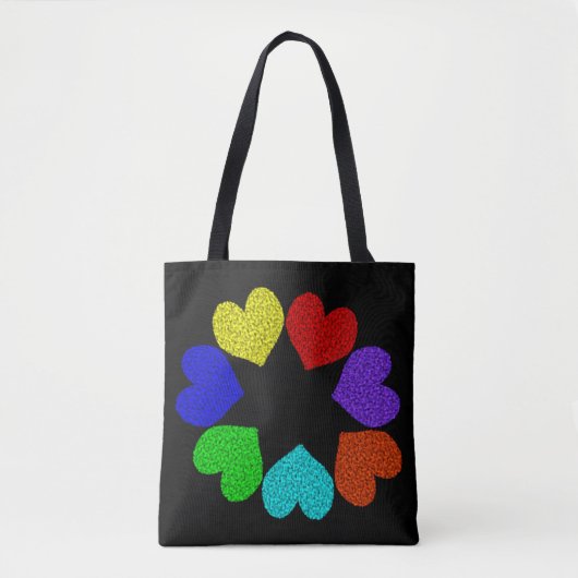 Floral Rainbow Love Hearts Canvas tas (Voorkant)