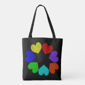Floral Rainbow Love Hearts Canvas tas (Achterkant)