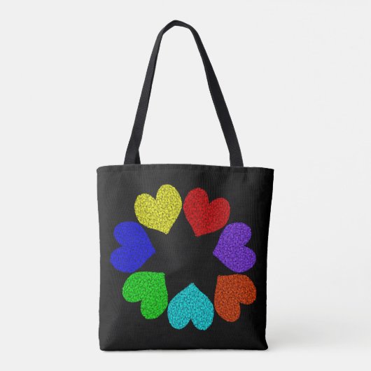Floral Rainbow Love Hearts Canvas tas (Achterkant)
