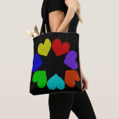 Floral Rainbow Love Hearts Canvas tas (Dichtbij)