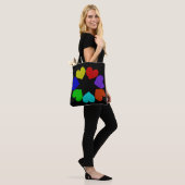 Floral Rainbow Love Hearts Canvas tas (Op model)