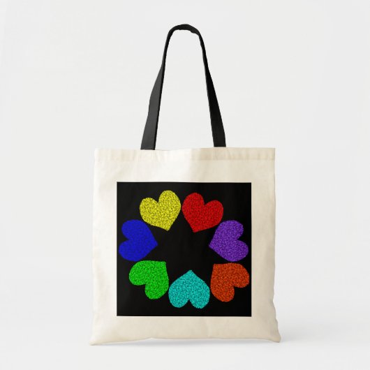 Floral Rainbow Love Hearts Canvas tas (Voorkant)