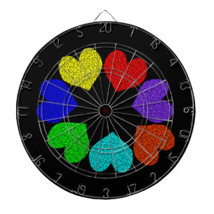 Floral Rainbow Love Hearts Dart Board Dartbord