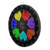Floral Rainbow Love Hearts Dart Board Dartbord (Voorkant Rechts)